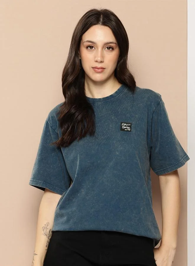 Difference of Opinion Women Oversized Washed Printed T-Shirt
