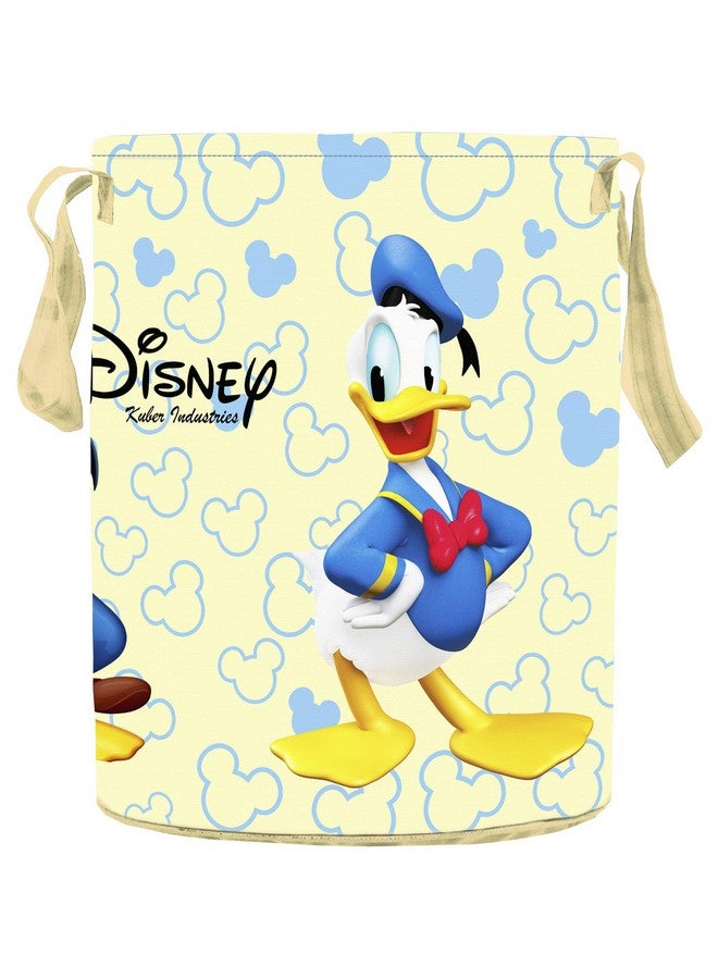Kuber Industries Disney Team Mickey Round Non Wovan Laundry Basket with Lid & Handles|Collapsibal Material|Durable Stiched Handles|Size 37 x 37 x 47 CM |Capicity 45 LTR (Cream)-KUBMART12049 - Image 4