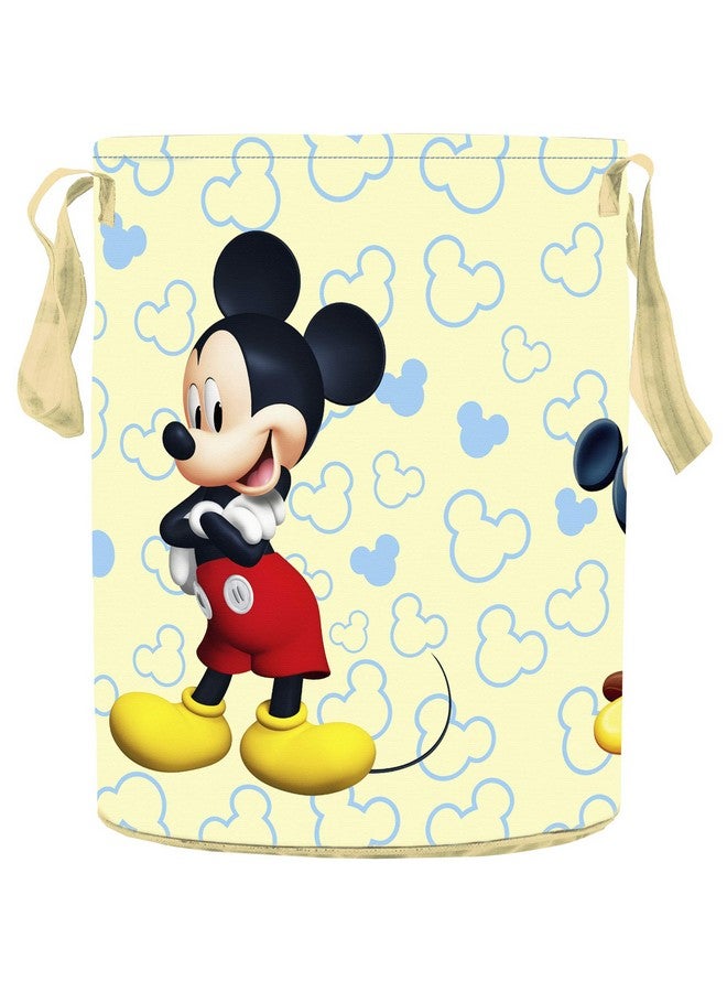 Kuber Industries Disney Team Mickey Round Non Wovan Laundry Basket with Lid & Handles|Collapsibal Material|Durable Stiched Handles|Size 37 x 37 x 47 CM |Capicity 45 LTR (Cream)-KUBMART12049 - Image 3