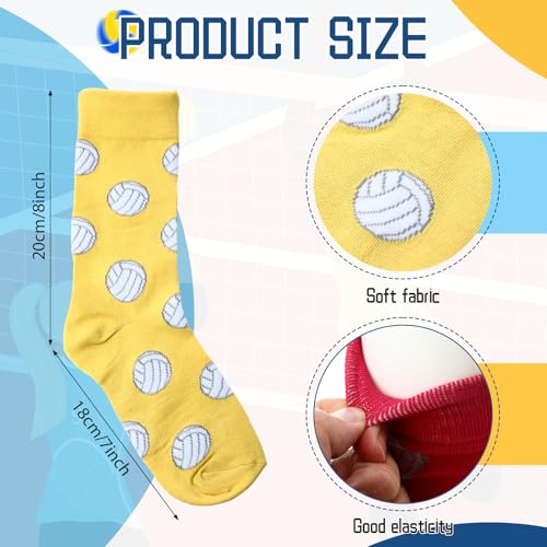 Vinsatin 24 Pcs Sport Team Gifts for Teen Girls Novelty Mid Calf Ball Socks and Scrunchie Hair Ties for Team Party FavorsVolleyball - Image 3