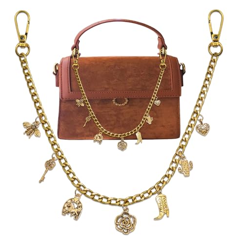 BELICEY Gold Charms Chain Bronze Western Cowgirl Chains for Handbag Vintage Flower Heart Purse Chain Boot Horse Cactus Bag Accessories for Shoulder Crossbody - Image 1