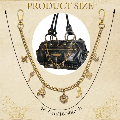 BELICEY Gold Charms Chain Bronze Western Cowgirl Chains for Handbag Vintage Flower Heart Purse Chain Boot Horse Cactus Bag Accessories for Shoulder Crossbody - Image 3
