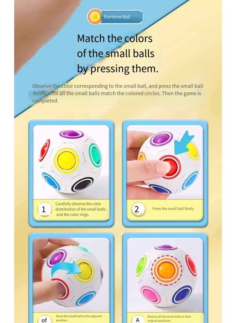 Kids Rainbow Magic Ball, Press Type Educational Puzzle Toy - Image 2