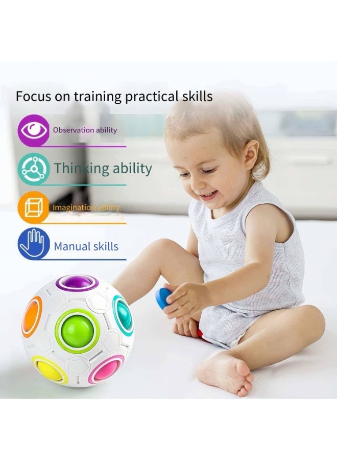 Kids Rainbow Magic Ball, Press Type Educational Puzzle Toy - Image 3