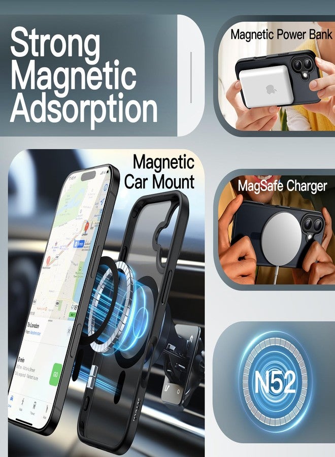 JETech Magnetic Case for iPhone 17 6.3-Inch Compatible with MagSafe, Translucent Matte Back Slim Minimalist Shockproof Phone Cover (Black) - Image 3