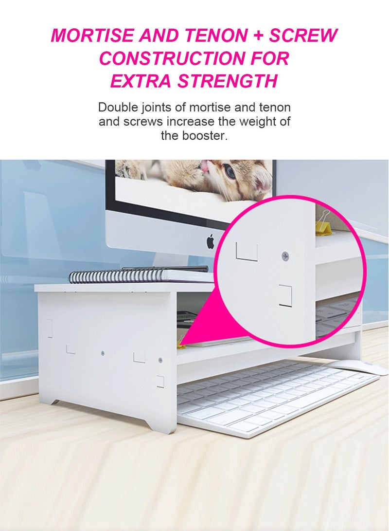 Kidle Office Desktop Computer Booster Stand with Drawer Organizer Desktop Monitor Stand Laptop Booster Base  - Image 3