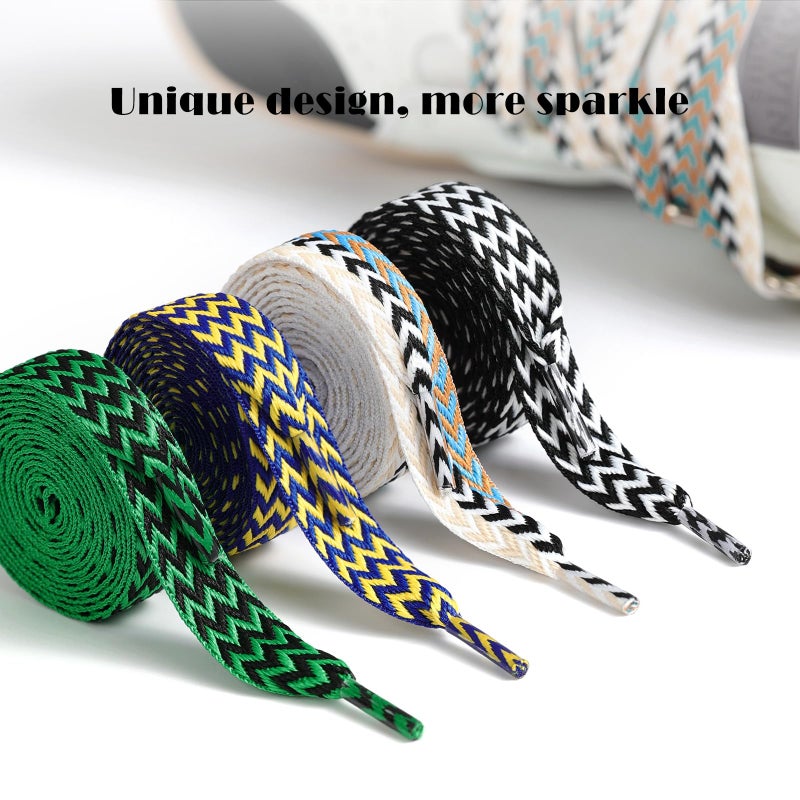 Handshop 2 pairs fat sneaker shoe laces, 3/5" wide thick flat shoelaces for basketball, tennis, sports shoes shoes Black white 140 - Image 4
