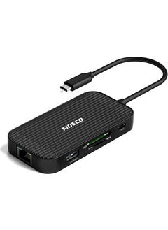 FIDECO USB Type C To 4K HDMI USB 3.0 Hub Multiplexer Headphone Microphone Card Reader Gigabit Ethernet  - Image 1