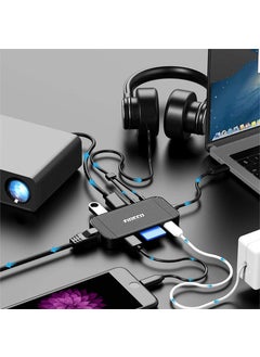 FIDECO USB Type C To 4K HDMI USB 3.0 Hub Multiplexer Headphone Microphone Card Reader Gigabit Ethernet  - Image 5