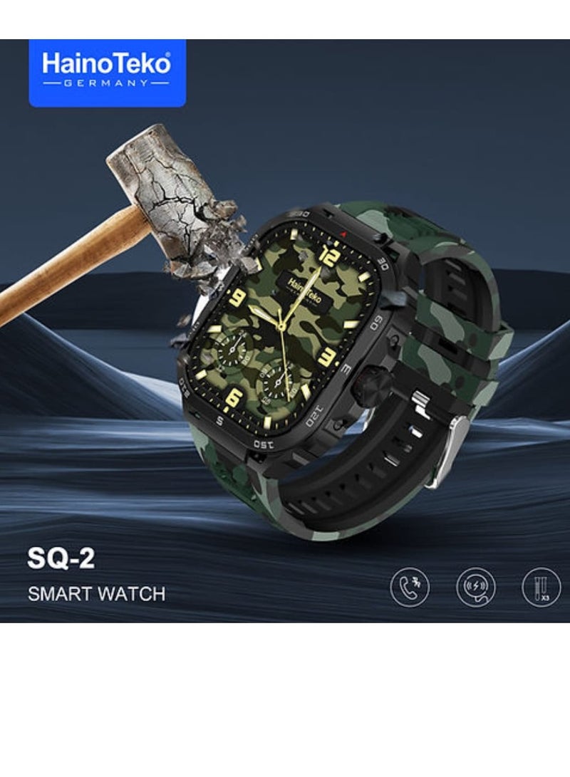 Haino Teko Smart Watch SQ-2 AMOLED Display Aluminum Body and Shatterproof Screen Wireless Charging and 3 Silicone Straps - Image 3