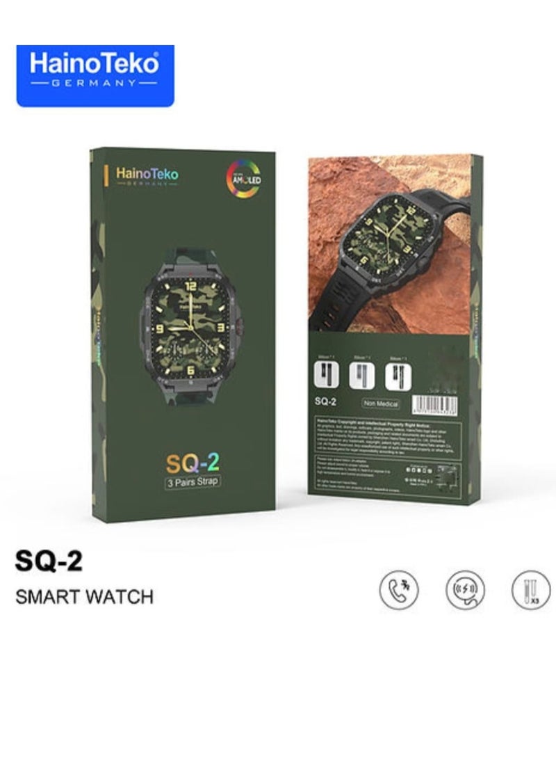 Haino Teko Smart Watch SQ-2 AMOLED Display Aluminum Body and Shatterproof Screen Wireless Charging and 3 Silicone Straps - Image 1