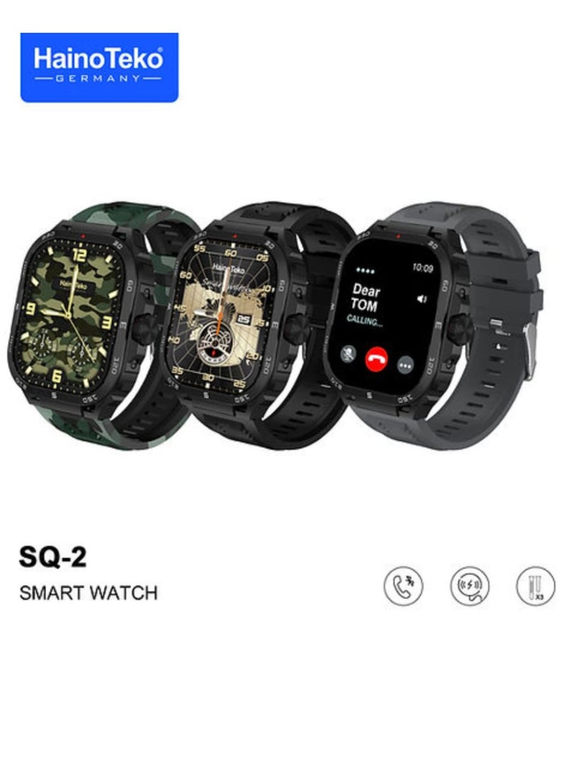 Haino Teko Smart Watch SQ-2 AMOLED Display Aluminum Body and Shatterproof Screen Wireless Charging and 3 Silicone Straps - Image 2