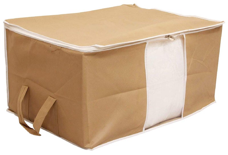 Kuber Industries 3 Piece Non Woven Underbed Storage Bag Storage Organiser Blanket Cover with Transparent Window Extra Large Brown CTKTC134835 - Image 3