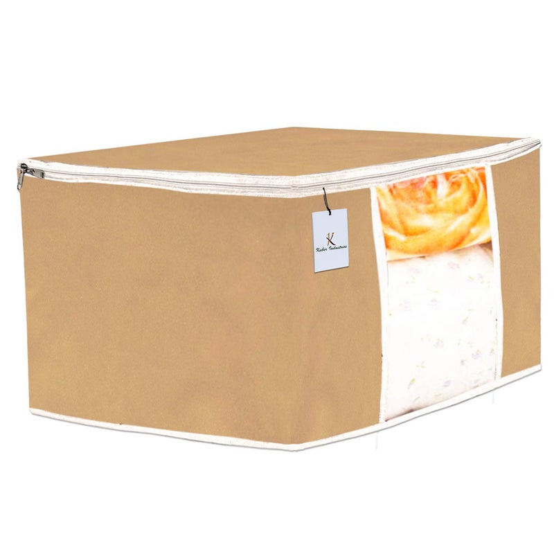 Kuber Industries 3 Piece Non Woven Underbed Storage Bag Storage Organiser Blanket Cover with Transparent Window Extra Large Brown CTKTC134835 - Image 2