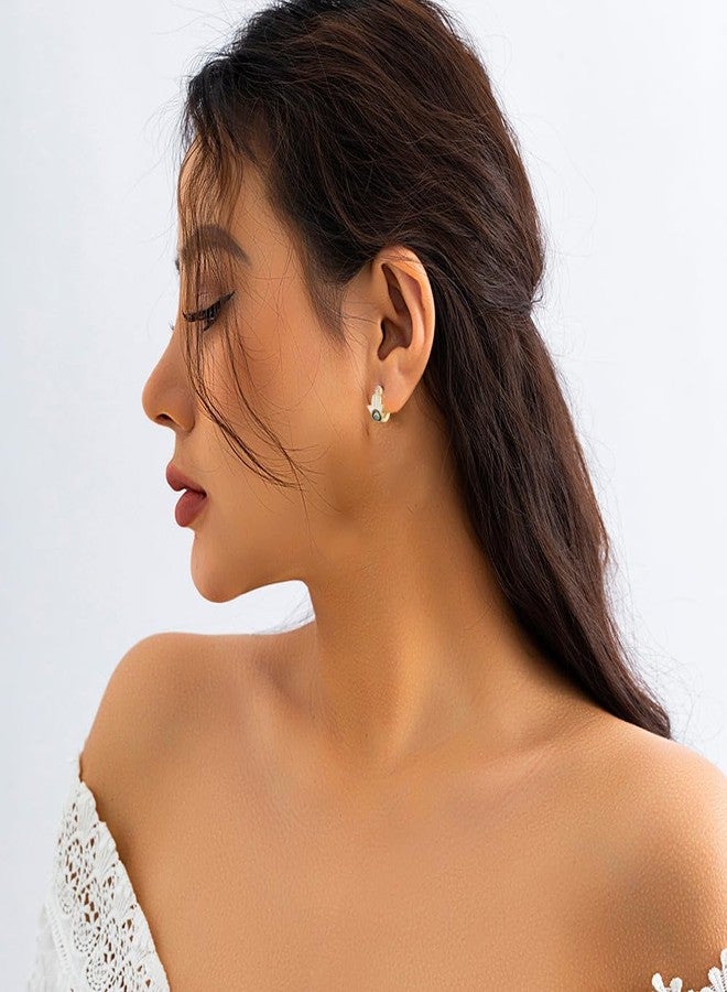 OIDIMS Tiny Evil Eye Small Hoop Earring for Women Protection Hamsa Hand of Fatima Mini Small Cuff Cartilage Earrings Hypoallergenic Piercing Huggie Sleeper Hoops Fashion Jewelry 8mm (White) - Image 2