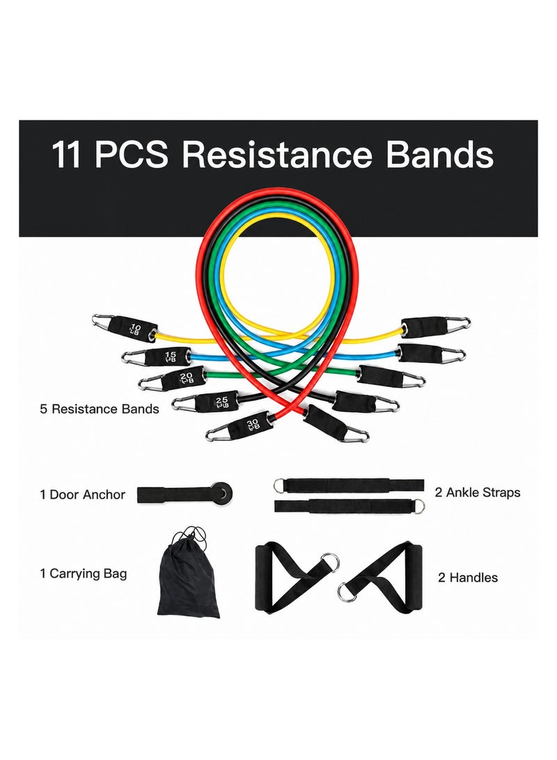 H PRO HM Sports 11 PCS Resistance Bands Set with Handles, Door Anchor and Ankle Straps | Multi Level Exercise Tubes for Home Gym, Strength Training, Yoga and Full Body Workouts - Image 4