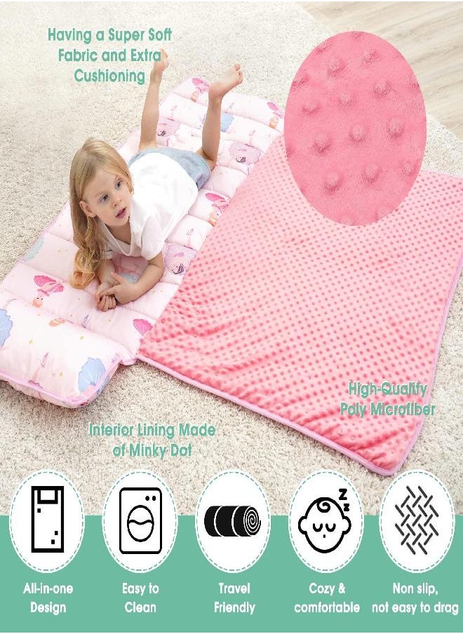 ACRABROS - ACRABROS Toddler Nap Mat with Pillow and Blanket, Extra Large Rolled Napping Mats,Slumber Bags for Boys Girls,Kids Sleeping Bag for Daycare, Preschool Travel Camping, Ballet, King - Image 1