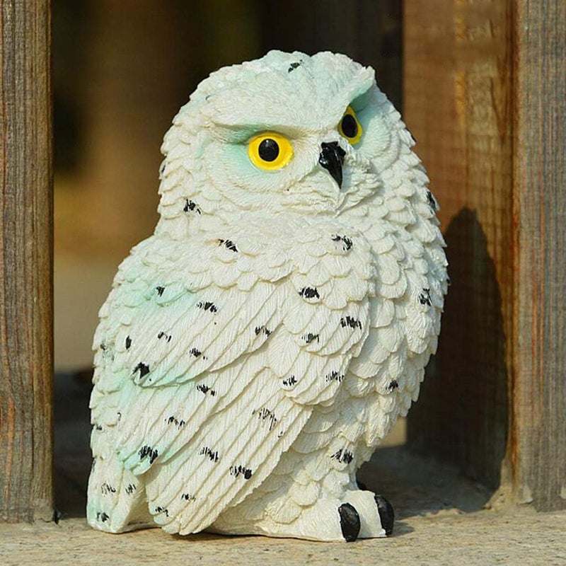 klarako Realistic Owl Figurines Statues Bird Scarer Sculptures Home Outdoor Garden Ornament DIY Crafts, Xmas Gift  White Owl 10cm - Image 2