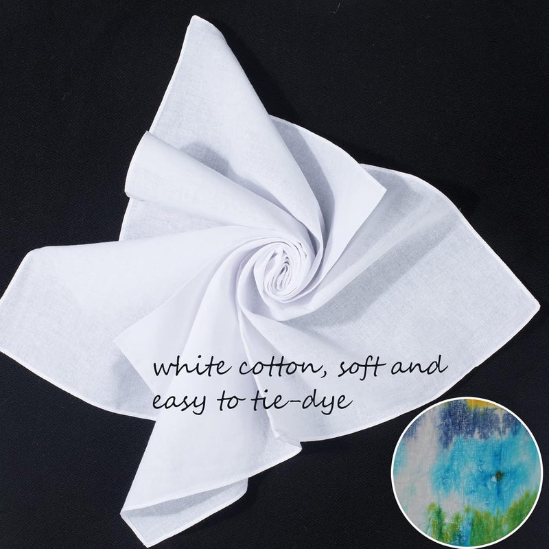 RJMBMUP White Bandana for Tie Dye Party Supplies Plain Solid Cotton Large Headband Head Wrap Handkerchiefs - Image 4