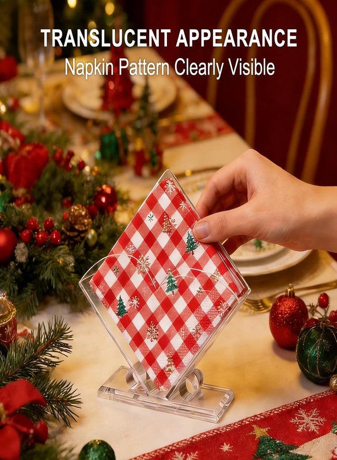 PEFWO Napkin Holder, Clear Acrylic Napkin Tissue Holder for Countertop, Clear Napkin Dispenser for Kitchen, Living Room, Bar, Restaurant - Image 2