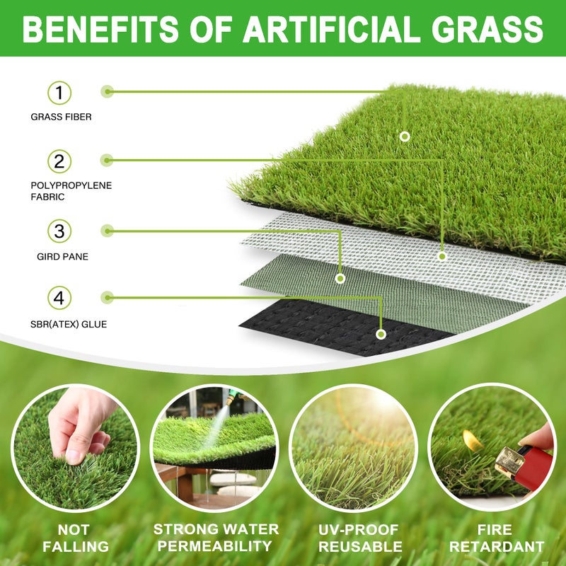 LGR SHINE Artificial Grass Turf for Dogs 4 ft x 6 ft,1.38 inch Fake Grass Pee Pad for Puppy Potty Trainingï¼ŒFaux pet Grass Rug for Indoor/Outdoor Patio,Dogs Wee Wee Pad,Turf Grass Mat for Dogs Potty - Image 4