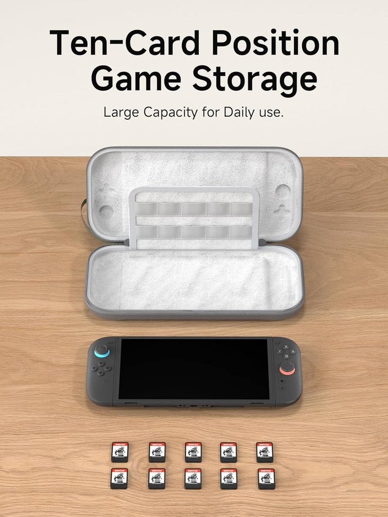 Hagibis Carrying Case for Nintendo Switch 2 2025, Storage Organizer 10 Games Cartridges Protective Hard Shell Portable Travel Carry Bag handbag Pouch (Green) - Image 3
