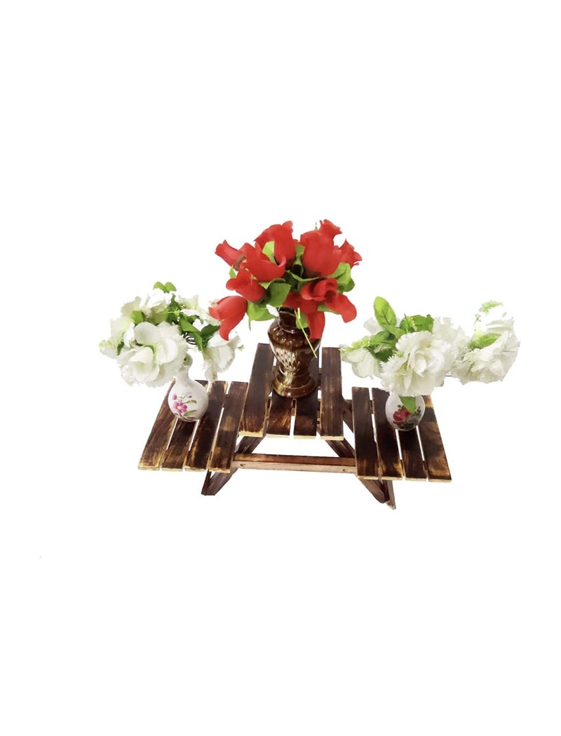 VDIX Plant Stand with 3 Decks Outdoor Plant Stand Wooden Folding Flower Pot Table/Wooden Stand for palanter/Home Decor Table - Image 2