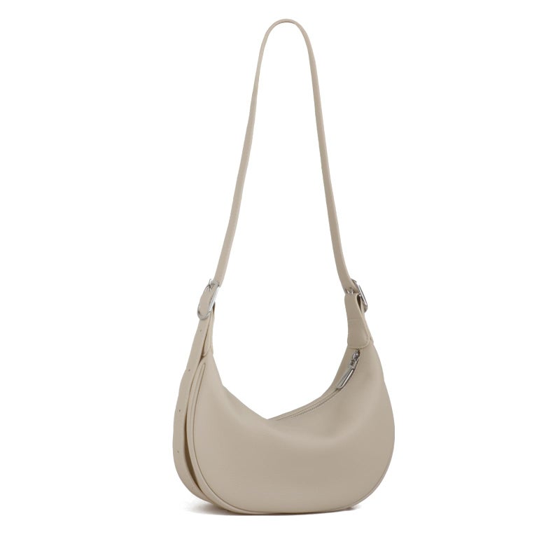 DONNAIN Casual Soft Leather Hobo Bags Women Crossbody, Trendy Crescent Shoulder Bag and Mini Purse (New Beige, Small) - Image 1