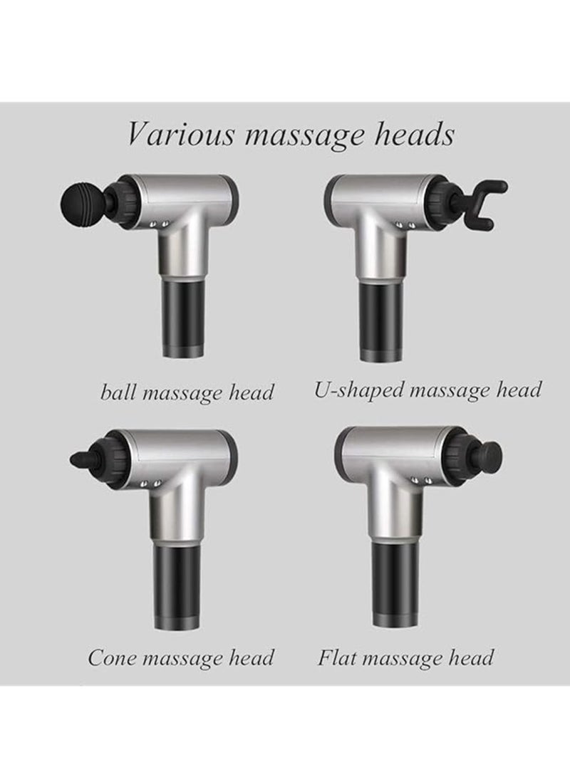 Generic Muscle Massager, Electric Handheld Deep Muscle Fascia Massager with 4 Massager Head Vibration Massage Adjustable Low Noise Body Pain Relief for Fitness Yoga Pilates - Image 2