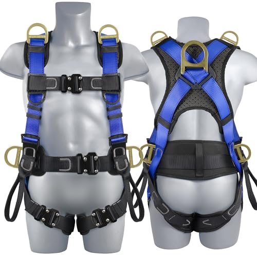 TT TRSMIMA Safety Harness Fall Protection Upgrade 4 Quick Buckles Construction Full Body Harness with 6 Adjustment D-ring - Image 1