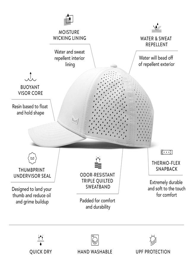 melin A-Game Icon Hydro, White, Performance Snapback Hat, Water-Resistant Baseball Cap for Men & Women, Medium-Large - Image 2