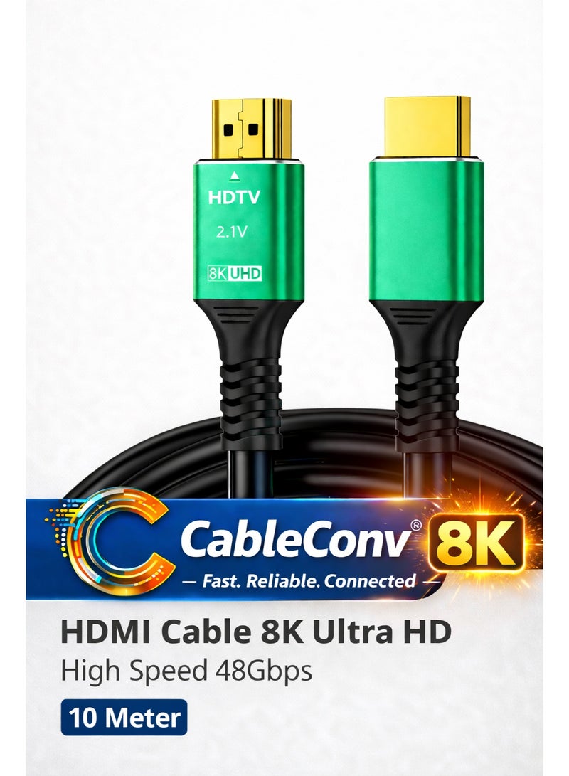 ​كابل كونف كابل HDMI 2.1 بدقة 8K، طول 10 أمتار، يدعم دقة 8K بمعدل 60 هرتز، و4K بمعدل 120 هرتز، و2K بمعدل 240 هرتز، و1080P بمعدل 240 هرتز، بسرعة نقل بيانات تصل إلى 48 جيجابت في الثانية، ويدعم تقنيات 3D، وHDR، وHDCP، وeARC، وDolby. كابل HDMI فائق السرعة لأجهزة الكمبيوتر المحمولة، وأجهزة الكمبيوتر المكتبية، والشاشات، وأجهزة العرض، وأجهزة التلفزيون، وأجهزة PS4، وPS5، وXbox، وSwitch، وأجهزة التلفزيون عالية الدقة، وكاميرات DSLR. - Image 1