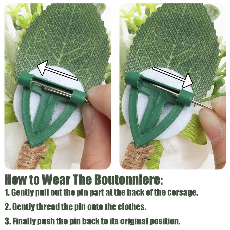 Gvhntk Ivory Rose Boutonniere for Men Wedding Set of 6 Groom Groomsmen Best Man Artificial Flowers Boutonniere for Wedding Ceremony Anniversary Prom Flowers Formal Dinner Party - Image 5