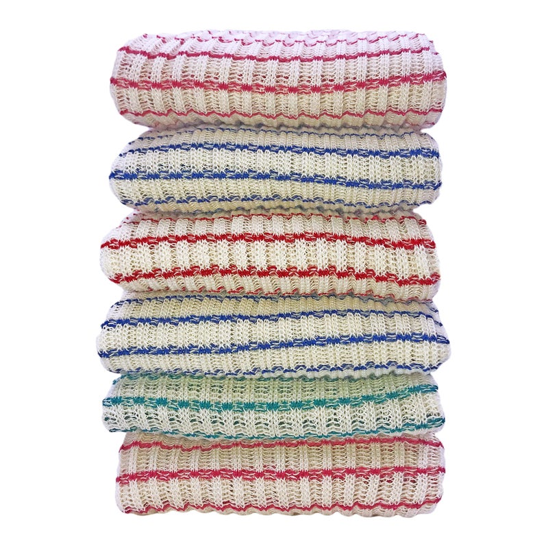 B53 6Pack Textured Multicolored Dish Cloths Kitchen Towels for Washing Dusting and Household Cleaning