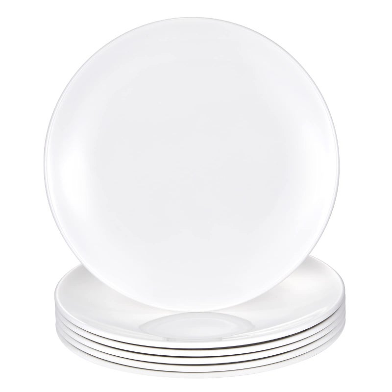 HSDT 9 Inch White Melamine Plates Flat Bottom Deep Round Dinner Plates Salad and Dessert Plates Lightweight Durable and Easy to CleanNon Ceramic Disc Pad Set of 6PYW906