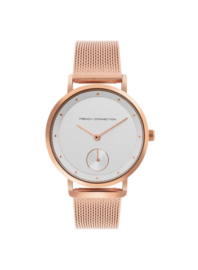فرنش كونكشن ساعة نسائية كوارتز بقرص أبيض ٤٠ مم