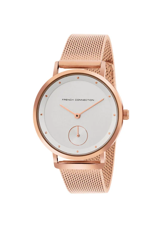 فرنش كونكشن ساعة نسائية كوارتز بقرص أبيض ٤٠ مم