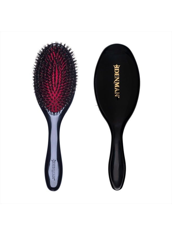 DENMAN Cushion Hair Brush (Medium) with Soft Nylon Quill Boar Bristles - Porcupine Style for Grooming, Detangling, Straightening, Blowdrying and Refreshing Hair – Black, P082M - Image 1