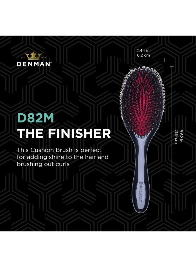 DENMAN Cushion Hair Brush (Medium) with Soft Nylon Quill Boar Bristles - Porcupine Style for Grooming, Detangling, Straightening, Blowdrying and Refreshing Hair – Black, P082M - Image 2