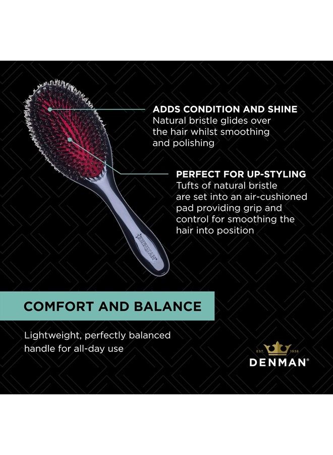 DENMAN Cushion Hair Brush (Medium) with Soft Nylon Quill Boar Bristles - Porcupine Style for Grooming, Detangling, Straightening, Blowdrying and Refreshing Hair – Black, P082M - Image 5