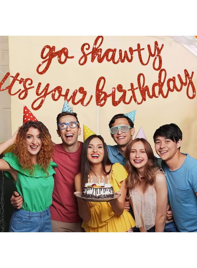 LAMAY Red "It's Your Birthday" Banner - 11.4 ft, no DIY required - Glittering Happy Birthday Banner - Pre-strung - Rap-themed Happy Birthday Sign, suitable for both men and women, birthday party supplies - Image 5