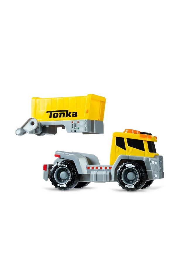 TONKA Tonka, Crank and Haul Dump Truck- Made with Sturdy Plastic, Lights and Sounds Powered Toy Construction Truck, Ages 3+ Boys and Girls, Kids, Toddlers, Christmas Birthday Gifts  - Image 4