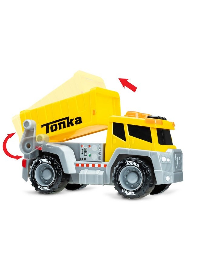 TONKA Tonka, Crank and Haul Dump Truck- Made with Sturdy Plastic, Lights and Sounds Powered Toy Construction Truck, Ages 3+ Boys and Girls, Kids, Toddlers, Christmas Birthday Gifts  - Image 3