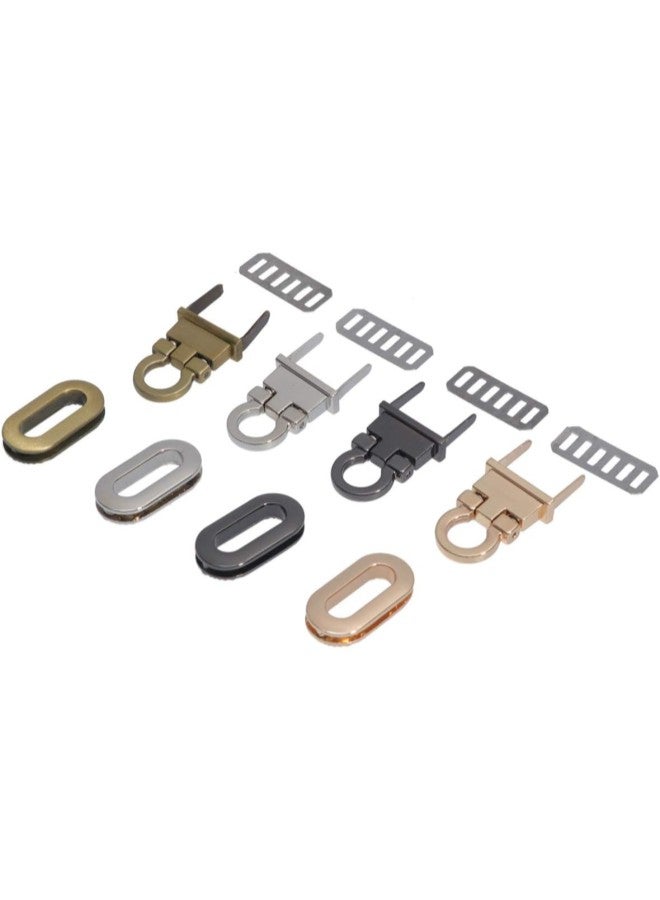 klarako 4pcs Clasp Turn Lock Metal Hardware Oval Craft Case Clasp Flip Lock Purse Twist Turn Lock DIY Handbag Shoulder Bag Closure Purse (Light Golden, Black, Silver, Rose Gold)  - Image 2
