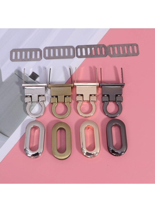 klarako 4pcs Clasp Turn Lock Metal Hardware Oval Craft Case Clasp Flip Lock Purse Twist Turn Lock DIY Handbag Shoulder Bag Closure Purse (Light Golden, Black, Silver, Rose Gold)  - Image 3