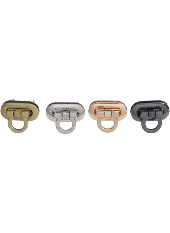 klarako 4pcs Clasp Turn Lock Metal Hardware Oval Craft Case Clasp Flip Lock Purse Twist Turn Lock DIY Handbag Shoulder Bag Closure Purse (Light Golden, Black, Silver, Rose Gold)  - Image 1
