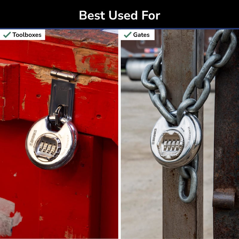 BRINKS â€“ Heavy Duty Combination Padlock â€“ 80mm Chrome Plated Lock with Hardened Steel Shackle â€“ Resettable Security Lock for Storage Lockers, Toolboxes, Outdoor & Indoor Sheds, and More - Image 3