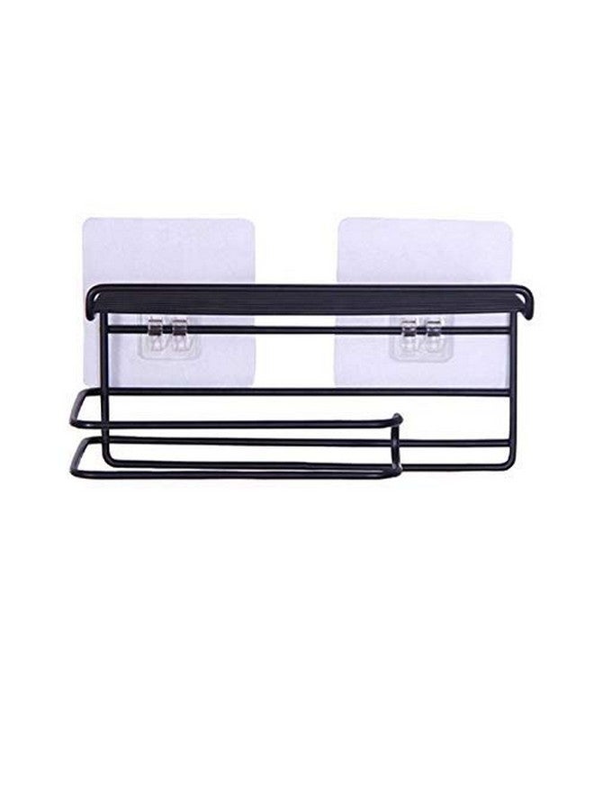 Zollyss Zollyss 1 Pc Adhesive Toilet Paper Holder with Shelf Tissue Paper Roll Towel Holder Storage Rack - (Standard Size, Black)  - Image 2