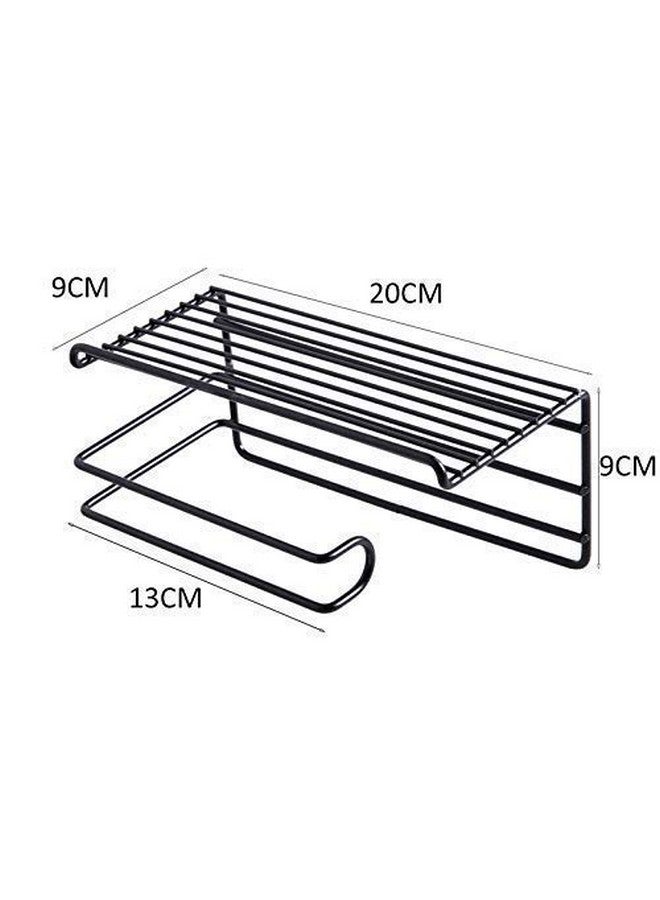 Zollyss Zollyss 1 Pc Adhesive Toilet Paper Holder with Shelf Tissue Paper Roll Towel Holder Storage Rack - (Standard Size, Black)  - Image 5