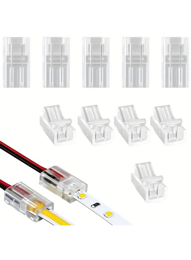 10Pcs 2 Pin 8mm Wire To Strip LED Connector Transparent Gapless Extension Adapter - Image 1